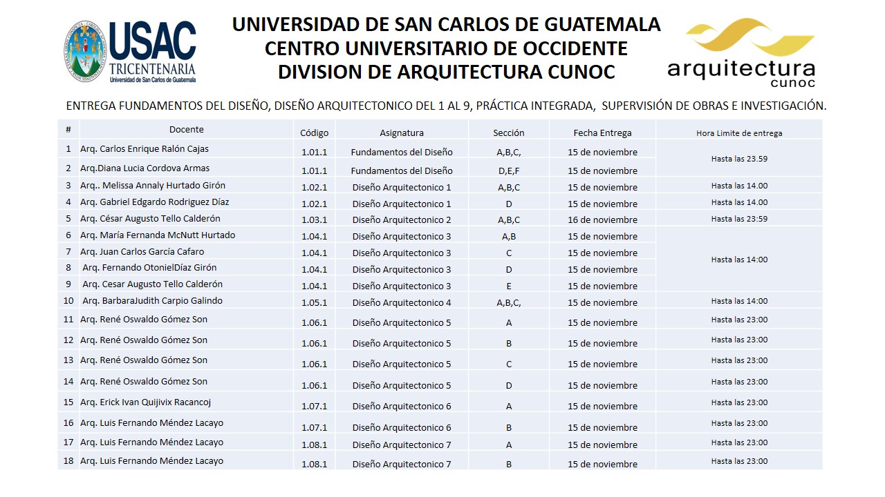 CALENDARIO PARA ENTREGA DE DISEÑOS